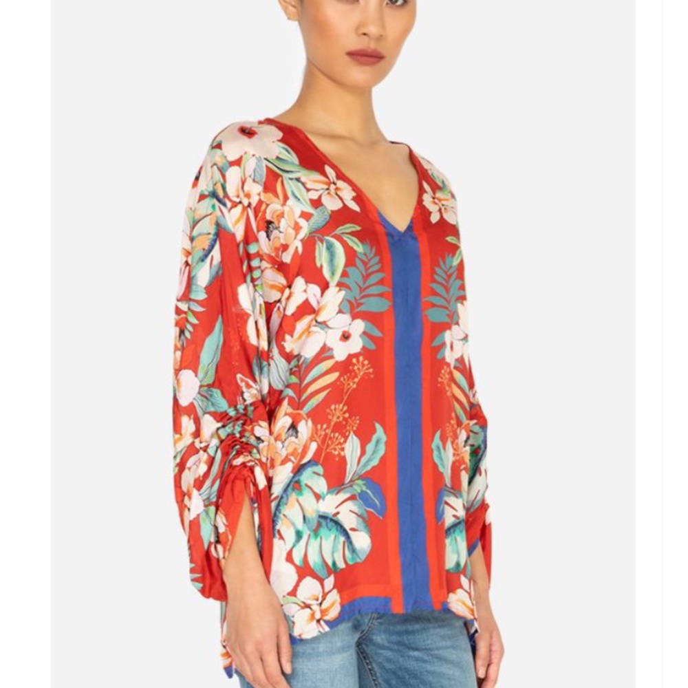 Johnny Was Evy Silk Floral Blouse - Picture 2 of 13